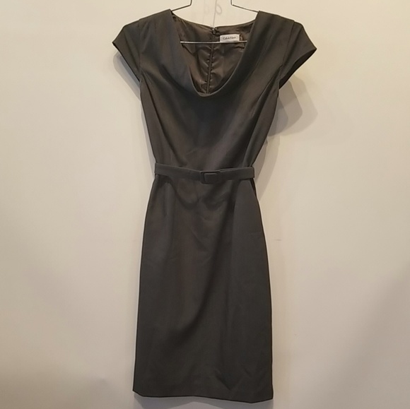 Calvin Klein Dresses & Skirts - Calvin Klein Wool Blend Grey Belted Dress